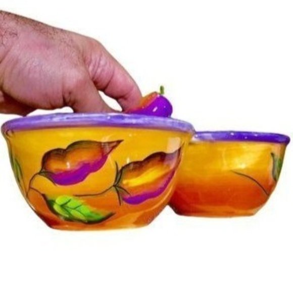 Clay Art Ceramic Colored Jalapeno‎ Salsa Serving Bowls - Picture 4 of 12